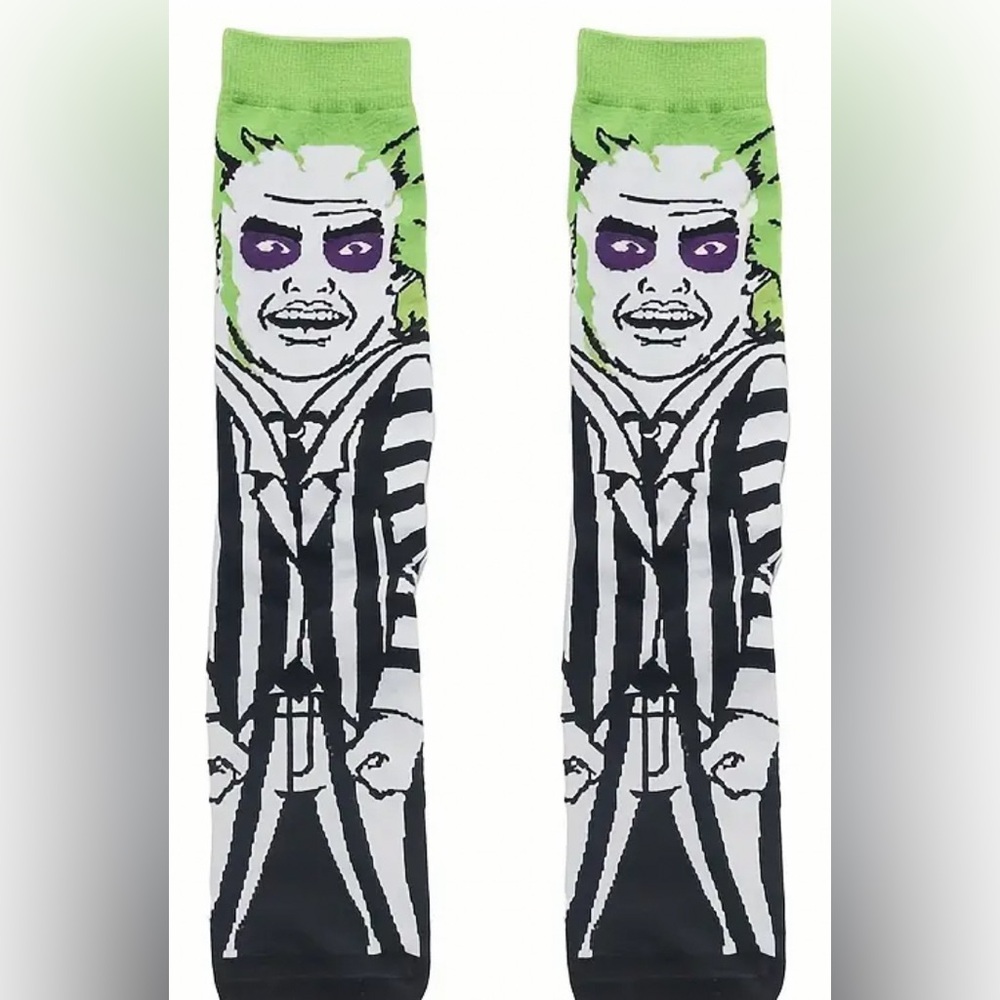 Beetlejuice 2 Pairs Men’s Novelty Crew Socks, New